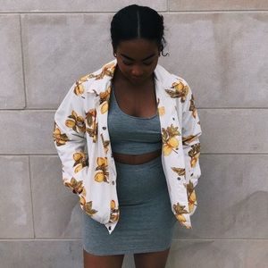 Lemon pattern white jacket